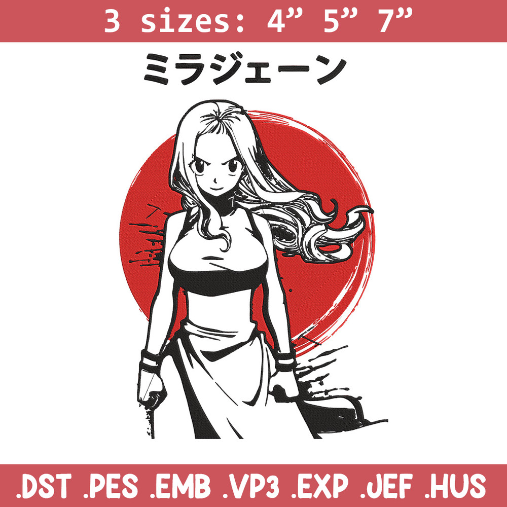 Mirajane Embroidery Design, Fairy Tail Embroidery, Embroidery File, Anime Embroidery, Anime shirt, Digital download.jpg