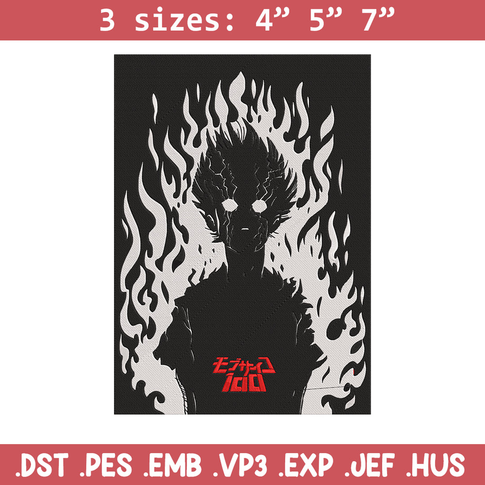 Mob 100 poster Embroidery Design, Mob 100 Embroidery, Embroidery File, Anime Embroidery, Anime shirt, Digital download.jpg
