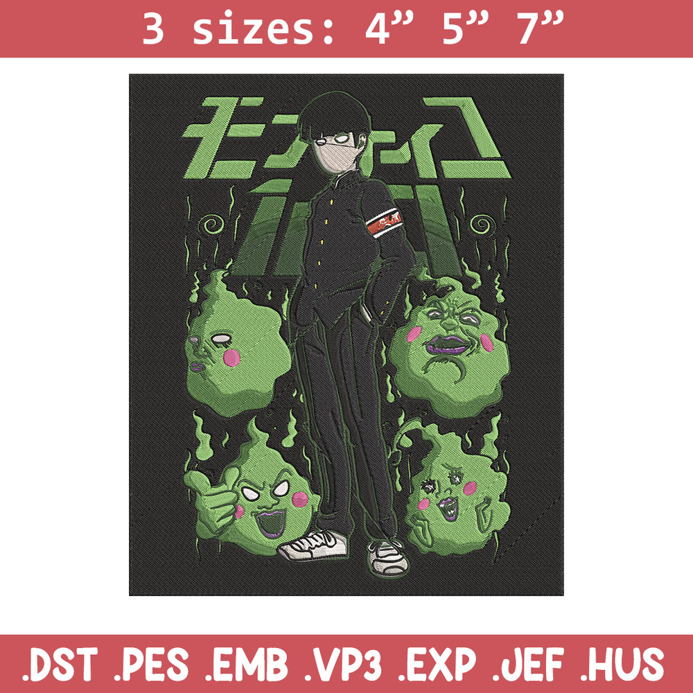 Mob100 poster Embroidery Design, Mob100 Embroidery, Embroidery File, Anime Embroidery, Anime shirt, Digital download.jpg