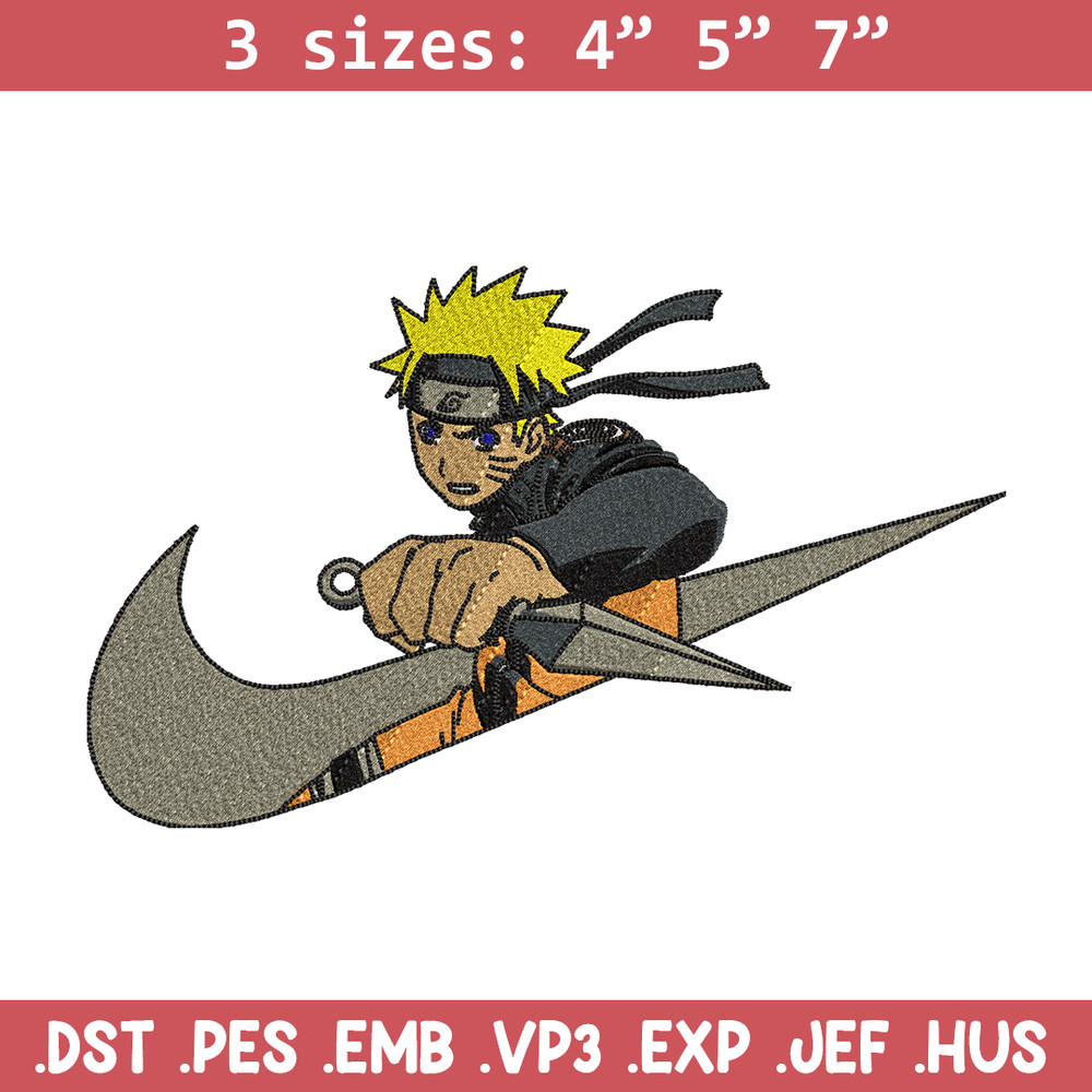 Naruto Kunai Nike Nike embroidery design, Naruto embroidery, Nike design, anime design, anime shirt, Digital download.jpg