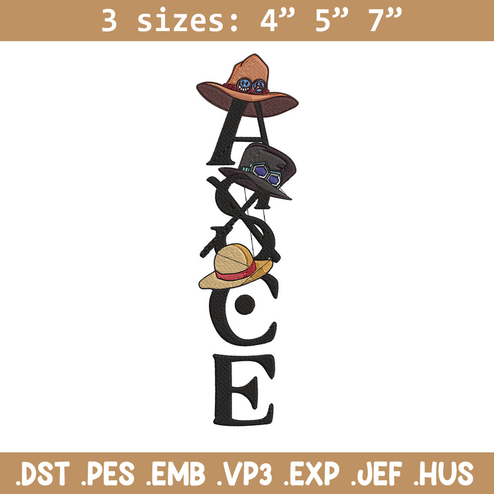 Ace tattoo Embroidery Design, One piece Embroidery, Embroidery File, Anime Embroidery, Anime shirt, Digital download.jpg