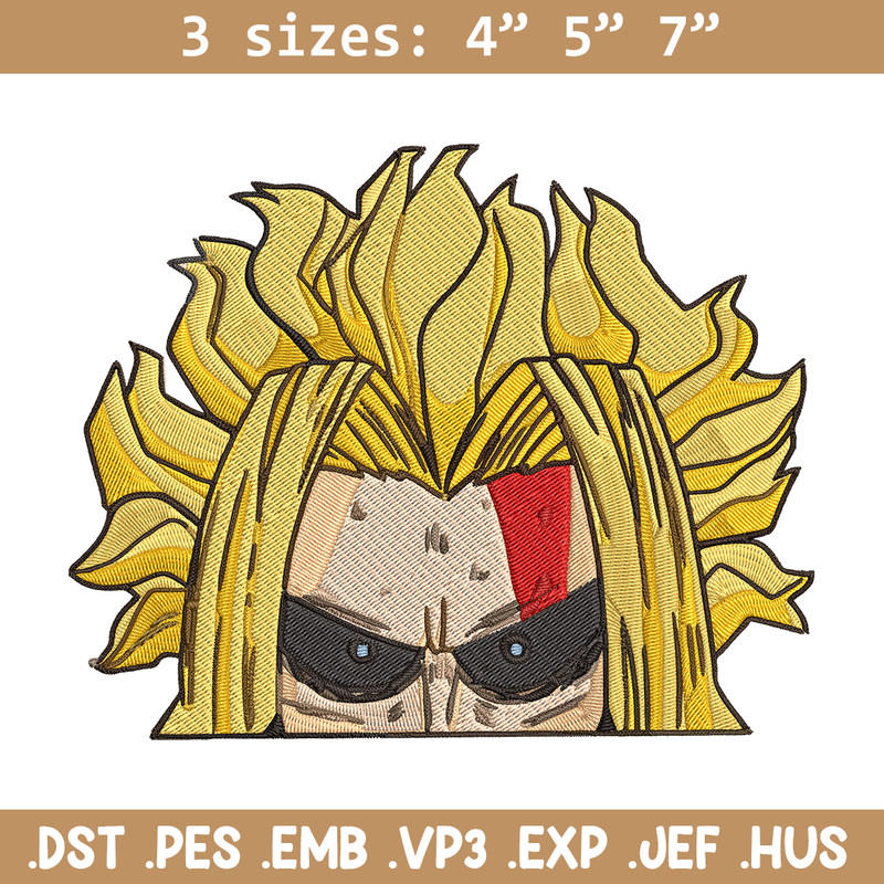 All Might Peeker Embroidery Design, Mha Embroidery, Embroidery File, Anime Embroidery, Anime shirt, Digital download.jpg