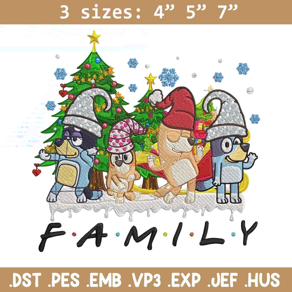Bluey family Embroidery Design, Bluey Embroidery, Embroidery File, Chrismas Embroidery, Anime shirt, Digital download.jpg
