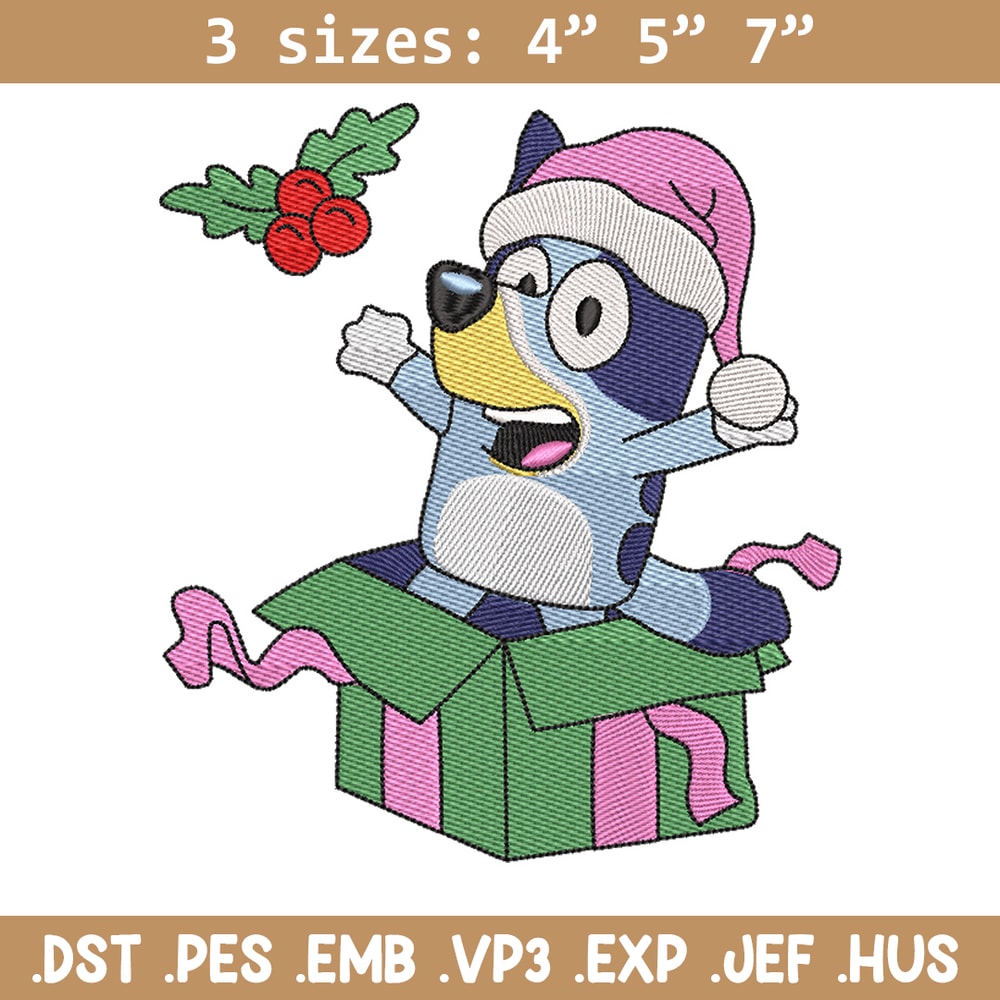 Bluey merry embroidery design, Bluey embroidery, Chrismas design, Embroidery file, Embroidery shirt, Digital download.jpg