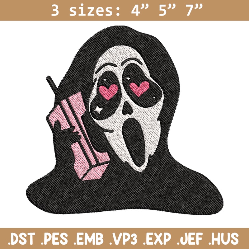 Ghost Face Call Me Embroidery design, Ghost Face Embroidery, Embroidery File, Horror design, Digital download..jpg