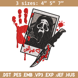 ghost face embroidery design, ghost face horror embroidery, horror design, embroidery file, digital download.