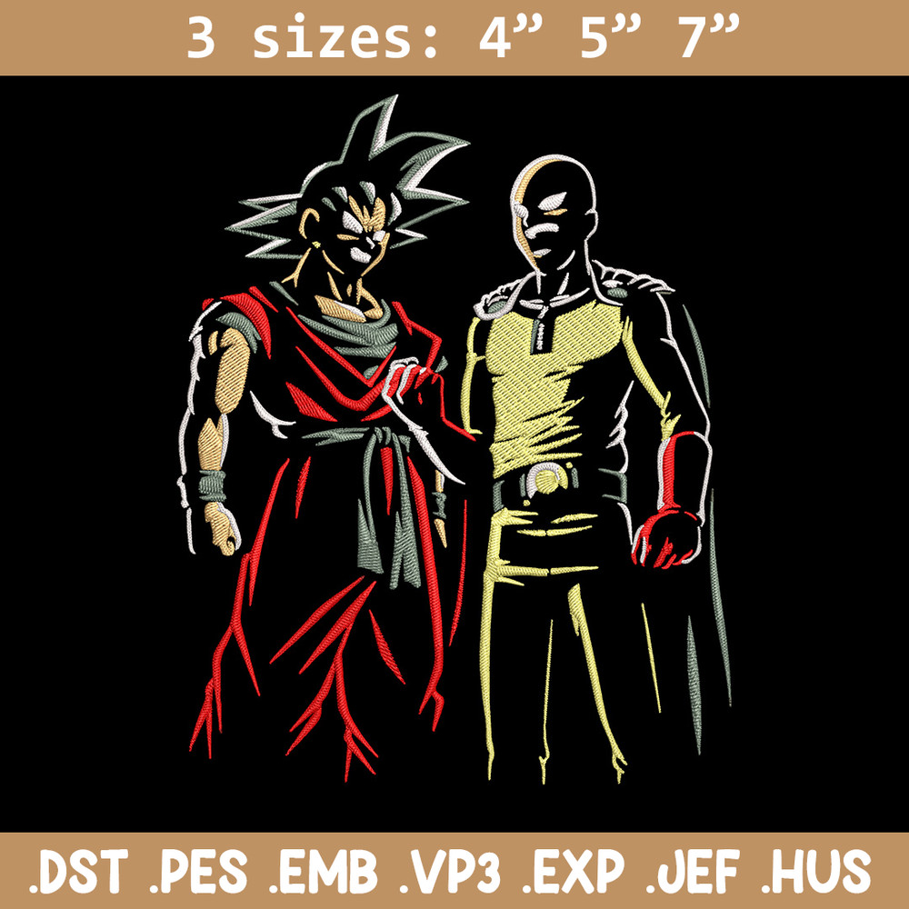Goku x Saitama Embroidery Design, Dragonball Embroidery,Embroidery File, Anime Embroidery, Anime shirt, Digital download.jpg