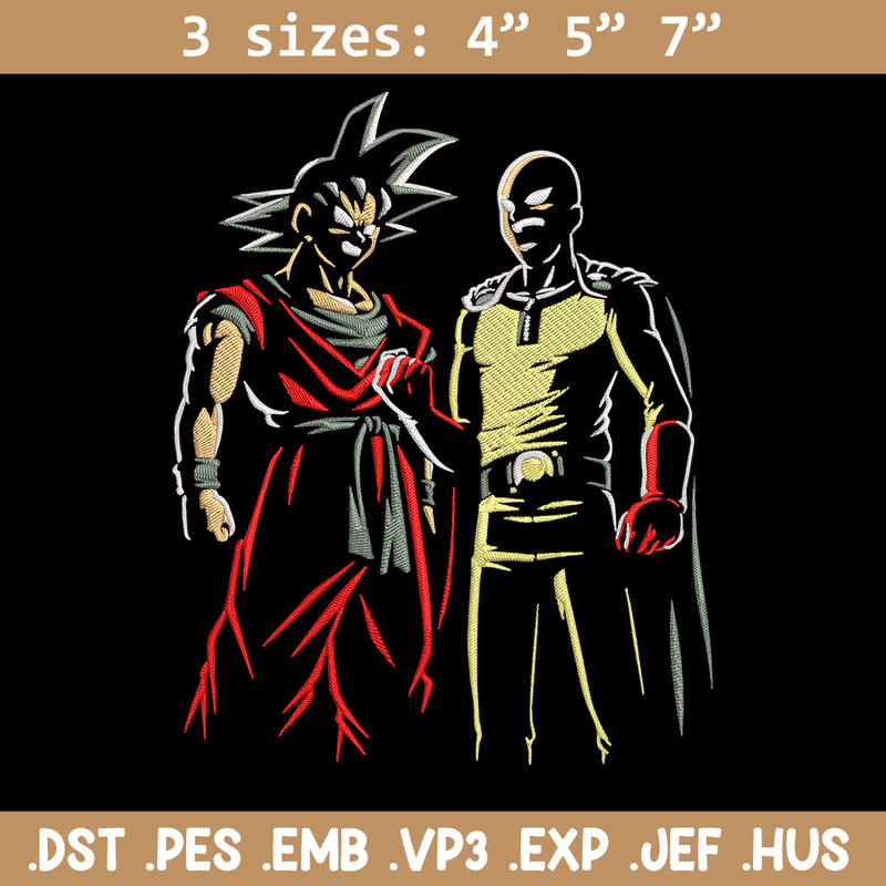 Goku x Saitama Embroidery Design, Dragonball Embroidery,Embroidery File, Anime Embroidery, Anime shirt, Digital download.jpg