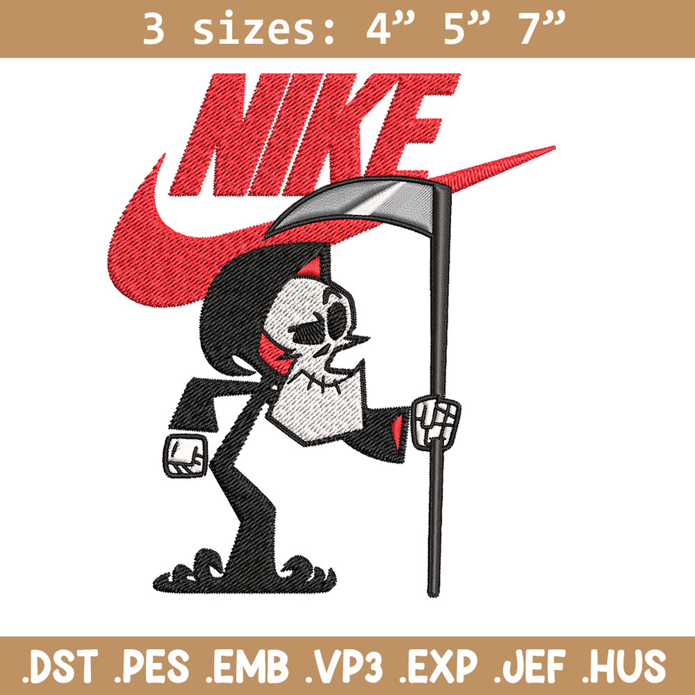 Grim cartoon Nike Embroidery design, Grim cartoon Embroidery, Nike design, Embroidery file, logo shirt, Instant download.jpg