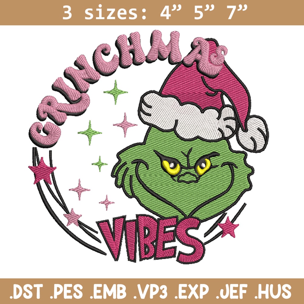 Grinch vibes embroidery design, Grinch embroidery, Chrismas design,Embroidery shirt, Embroidery file, Digital download.jpg