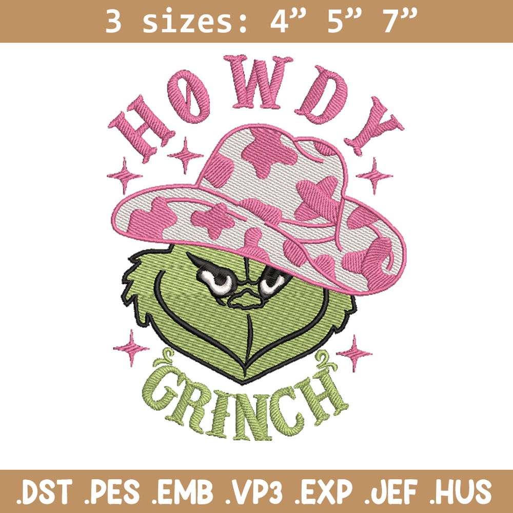 Howdy grinch embroidery design, Grinch embroidery,Chrismas design, Embroidery shirt, Embroidery file, Digital download.jpg