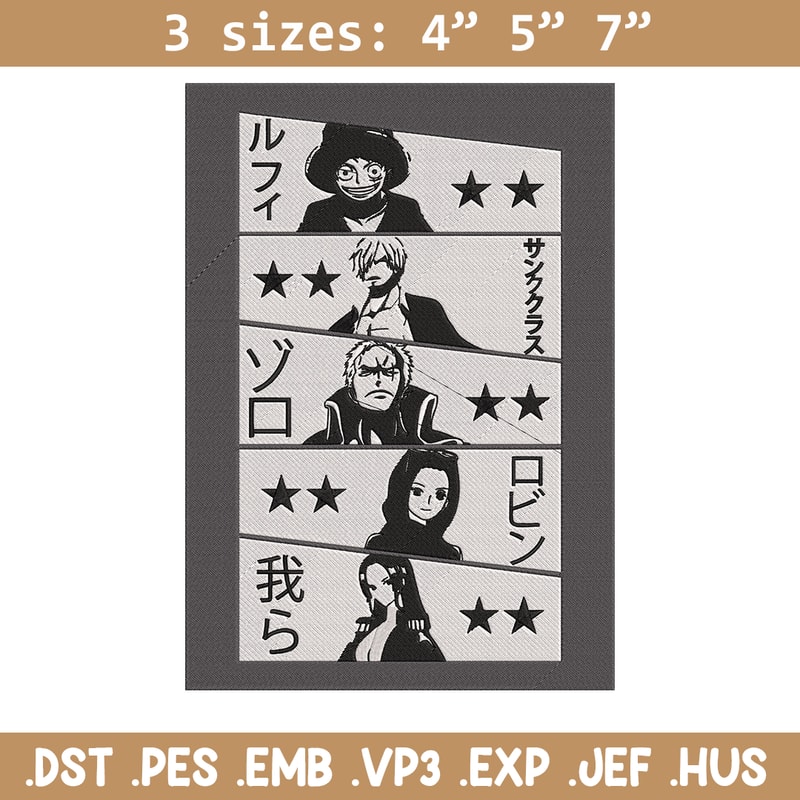 Luffy friends Embroidery Design, One piece Embroidery, Embroidery File, Anime Embroidery, Anime shirt, Digital download.jpg