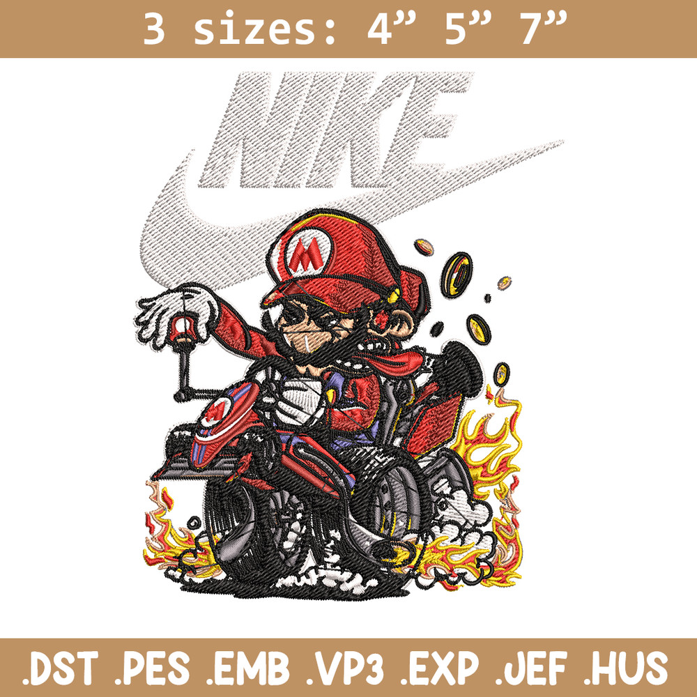 Mario car Nike Embroidery design, Mario car game Embroidery, Nike design, Embroidery file, logo shirt, Instant download..jpg