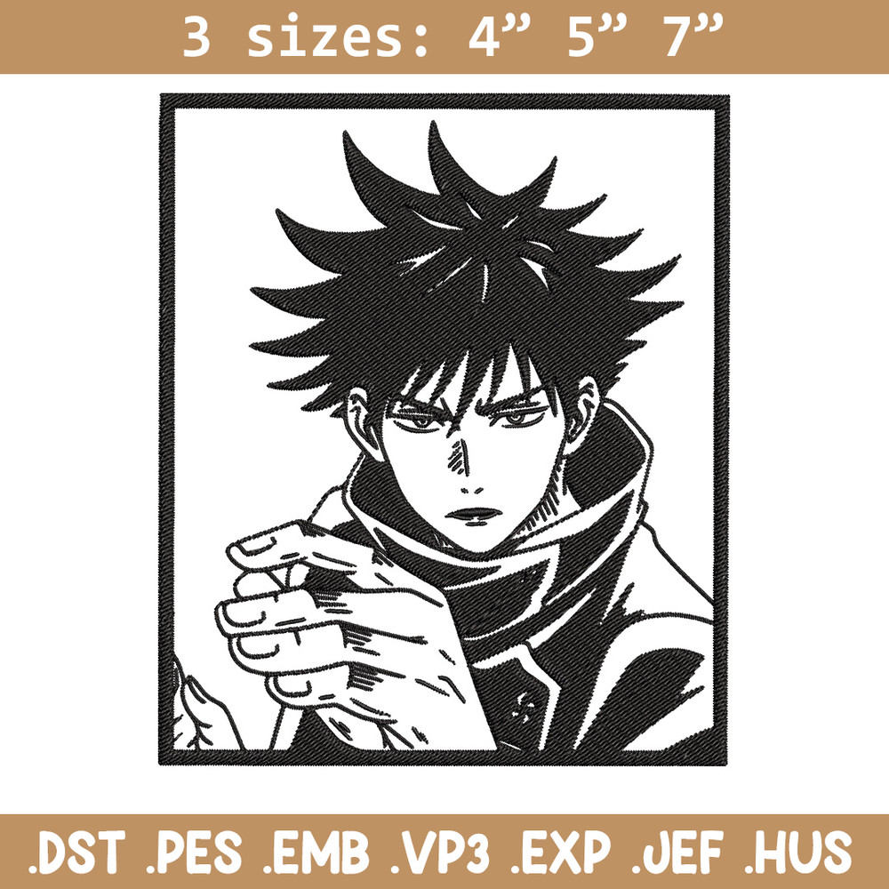 Megumi rectangle Embroidery Design, Jujutsu Embroidery, Embroidery File, Anime Embroidery, Anime shirt,Digital download.jpg