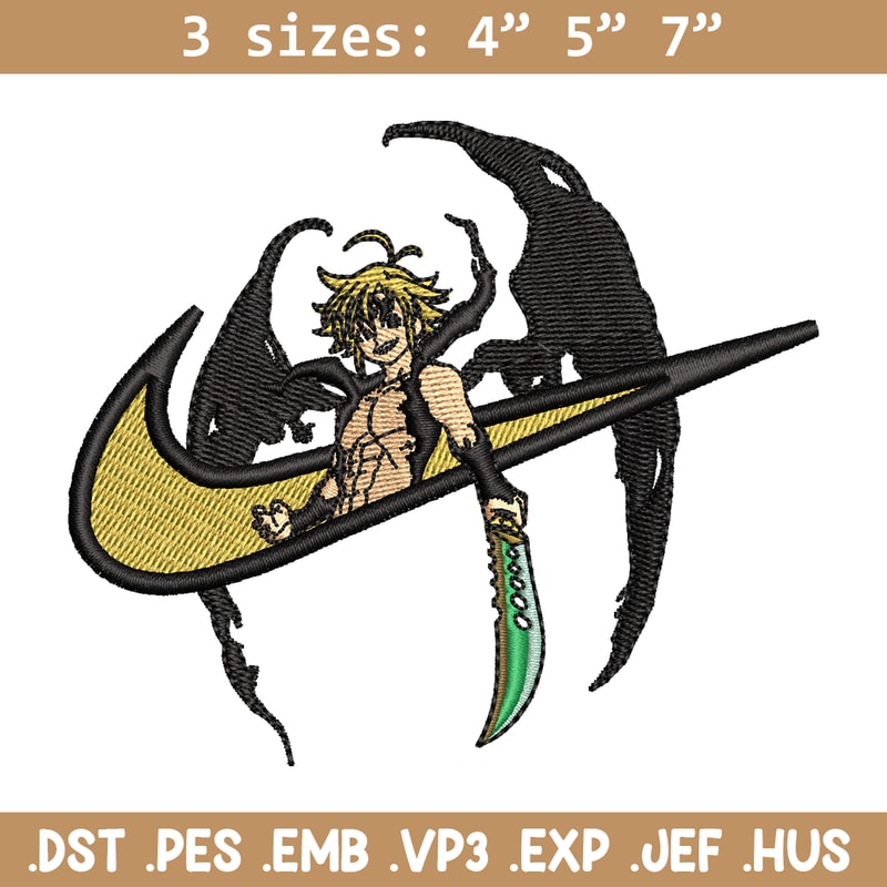 Meliodas Nike embroidery design, Nanatsu no Taizai embroidery, Nike design, anime design, anime shirt, Digital download.jpg