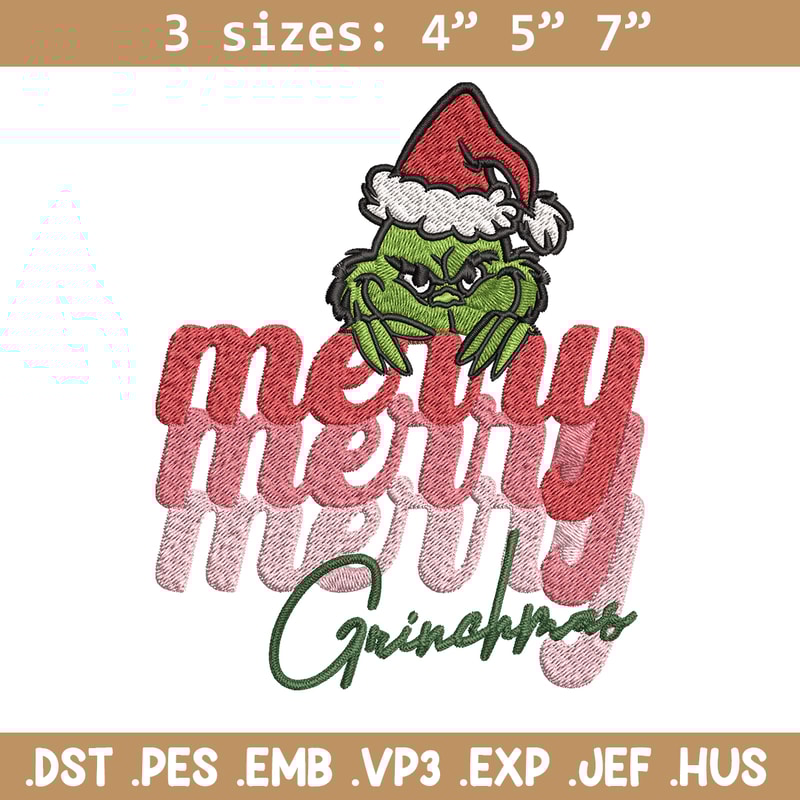 Merry Grinch logo Embroidery design, Grinch Christmas Embroidery, logo design, Embroidery File, Digital download..jpg