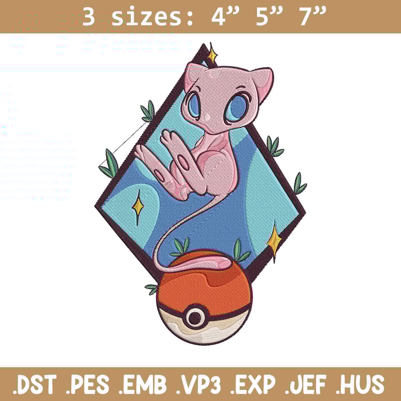 Mew poster Embroidery Design, Pokemon Embroidery, Embroidery File, Anime Embroidery, Anime shirt, Digital download.jpg