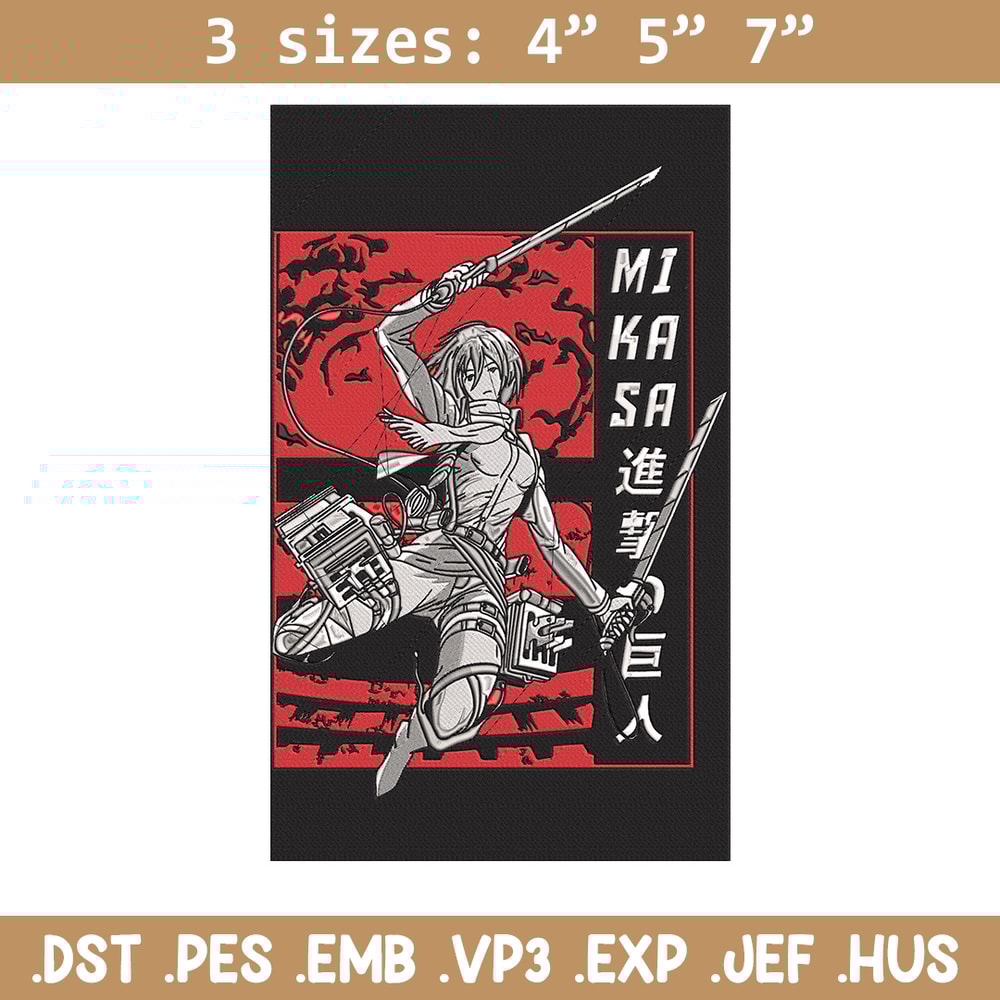 Mikasa poster Embroidery Design, Aot Embroidery, Embroidery File, Anime Embroidery,Anime shirt, Digital download.jpg