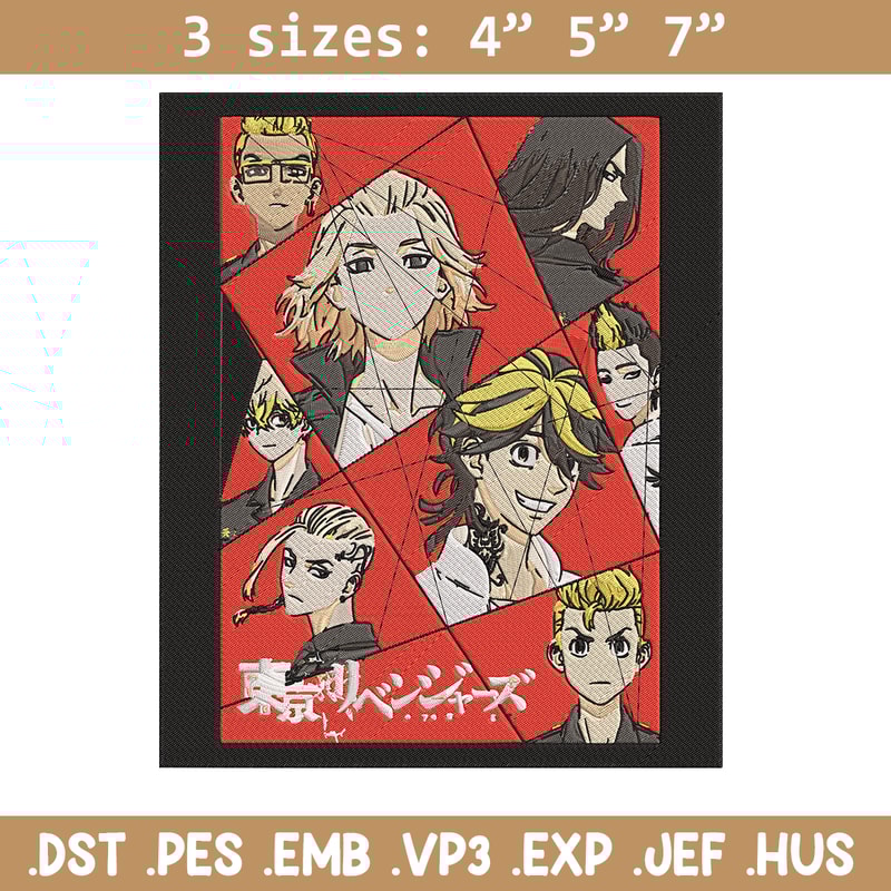 Mikey friends Embroidery Design, Tokyo revengers Embroidery, Embroidery File, Anime Embroidery, Anime shirt.jpg