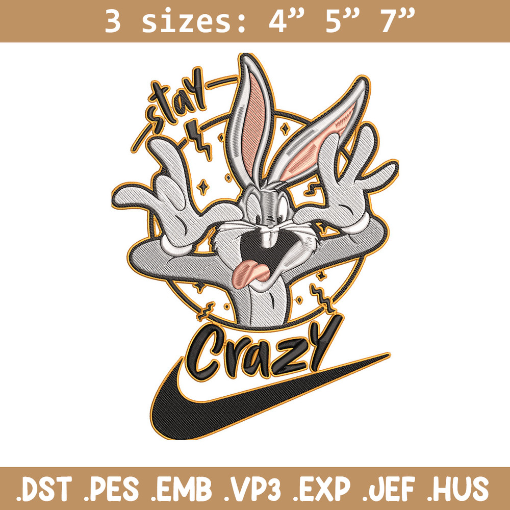Bugs Bunny Embroidery Design, Looney Tunes Embroidery, Embroidery File, Nike Embroidery, Anime shirt, Digital download.jpg