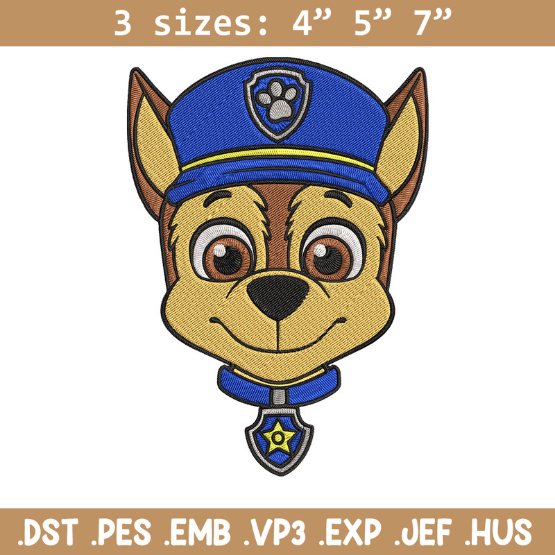 Chase dog Embroidery Design, Paw Patrol Embroidery, Embroidery File,Anime Embroidery, Anime shirt, Digital download.jpg