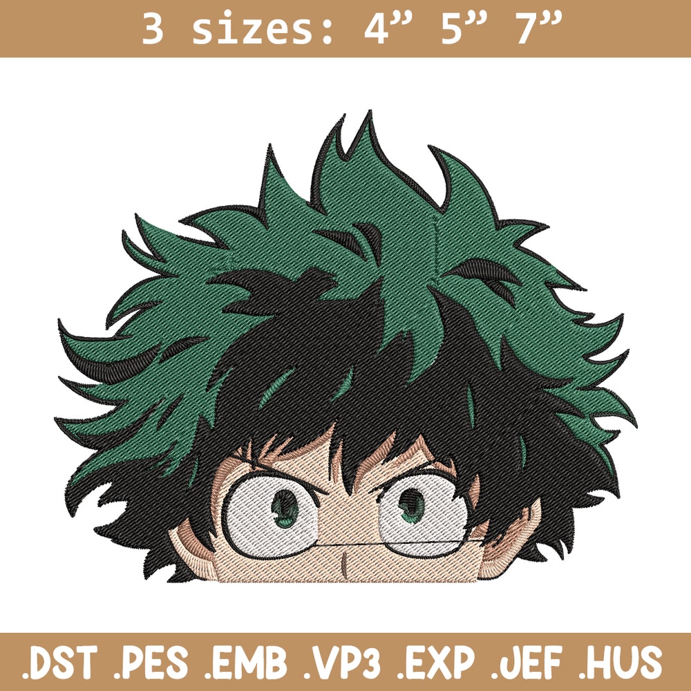 Deku face Embroidery Design, Mha Embroidery, Embroidery File, Anime Embroidery, Anime shirt, Digital download.jpg