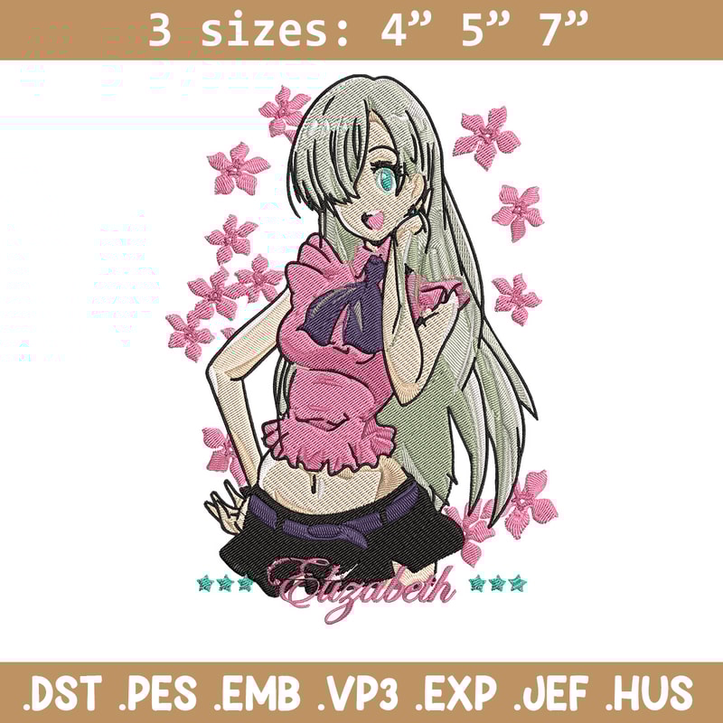 Elizabeth Embroidery Design, Seven Deadly Sins Embroidery, Embroidery File,Anime Embroidery,Anime shirt,Digital download.jpg