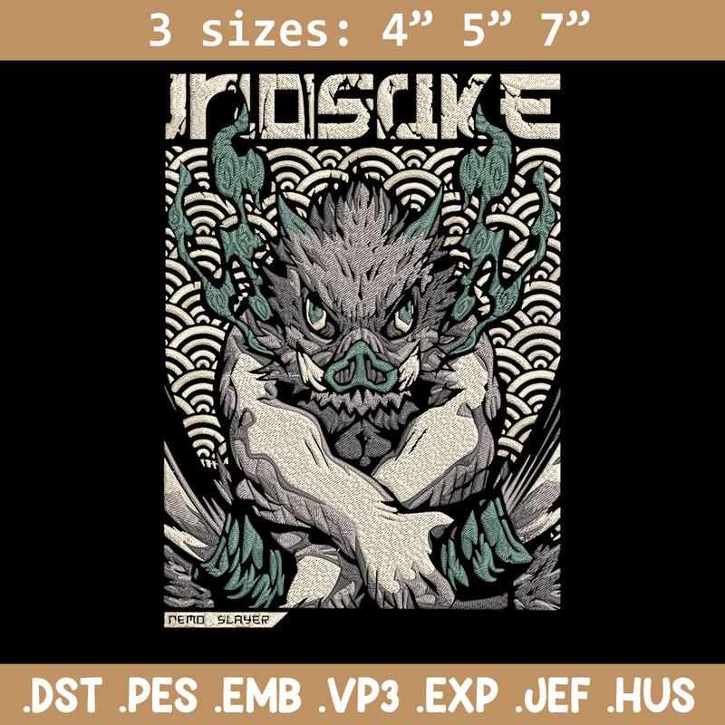 Inosuka poster Embroidery Design, Demon slayer Embroidery,Embroidery File,Anime Embroidery,Anime shirt,Digital download.jpg