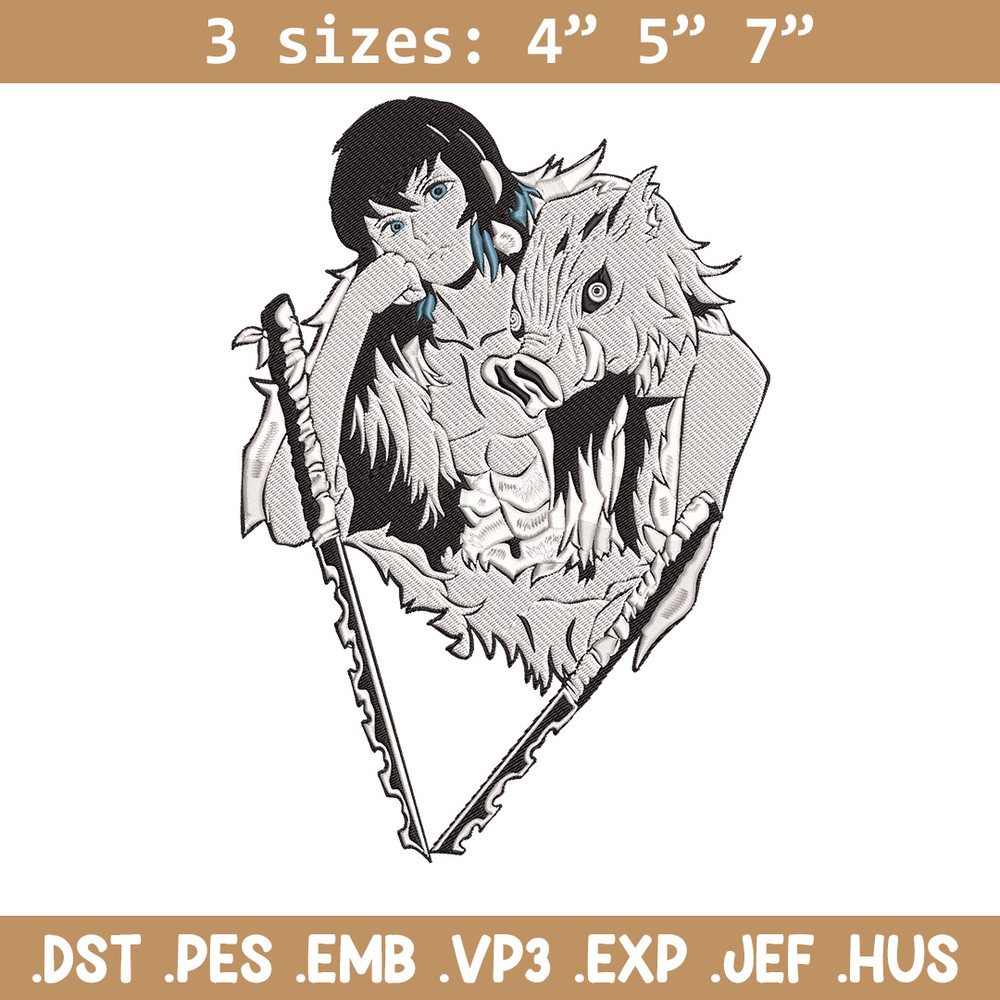 Inosuke poster Embroidery Design,Demon slayer Embroidery, Embroidery File,Anime Embroidery,Anime shirt,Digital download.jpg