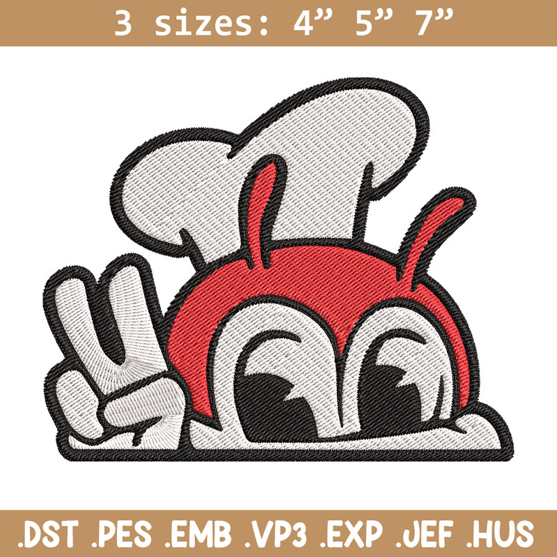 Jollibee Peek Embroidery Design, Logo Embroidery, Embroidery File, Anime Embroidery, Anime shirt, Digital download.jpg