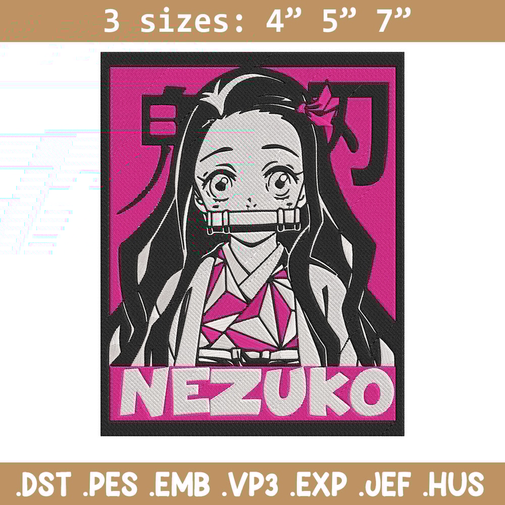 Kamado nezuko poster Embroidery Design, Demon slayer Embroidery, Embroidery File, Anime Embroidery, Digital download..jpg