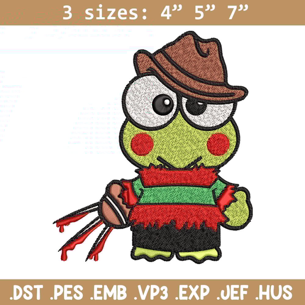 Keroppi Freddy Krueger Embroidery design, Horror Embroidery, horror design, Embroidery File, Digital download..jpg