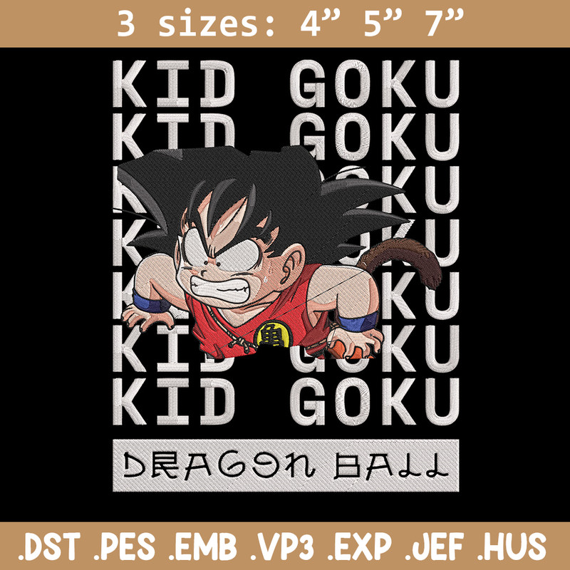 Kid goku Embroidery Design, Dragonball Embroidery, Embroidery File, Anime Embroidery, Anime shirt, Digital download.jpg