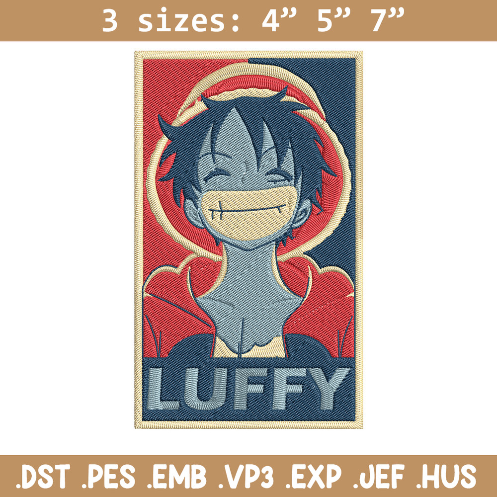 Luffy poster Embroidery Design, One piece Embroidery, Embroidery File, Anime Embroidery, Anime shirt, Digital download..jpg