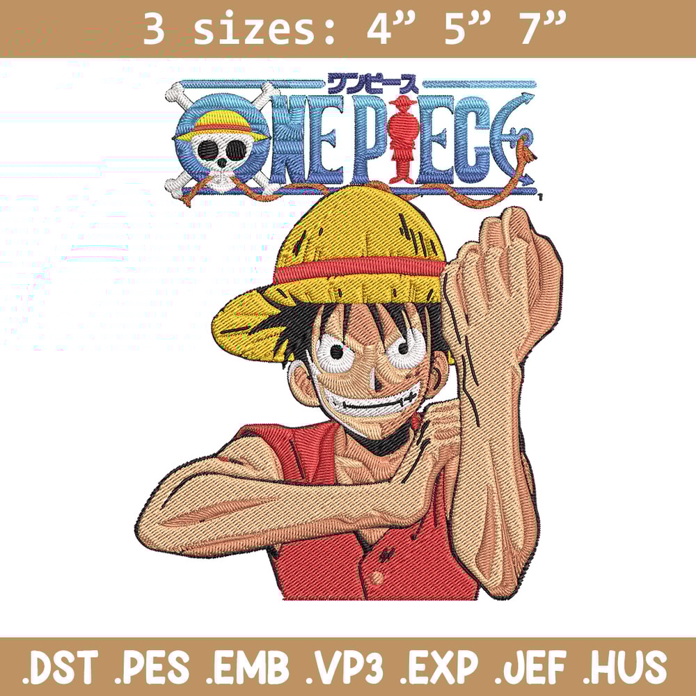 Luffy Poster Embroidery Design,One piece Embroidery, Embroidery File, Anime Embroidery, Anime shirt, Digital download.jpg
