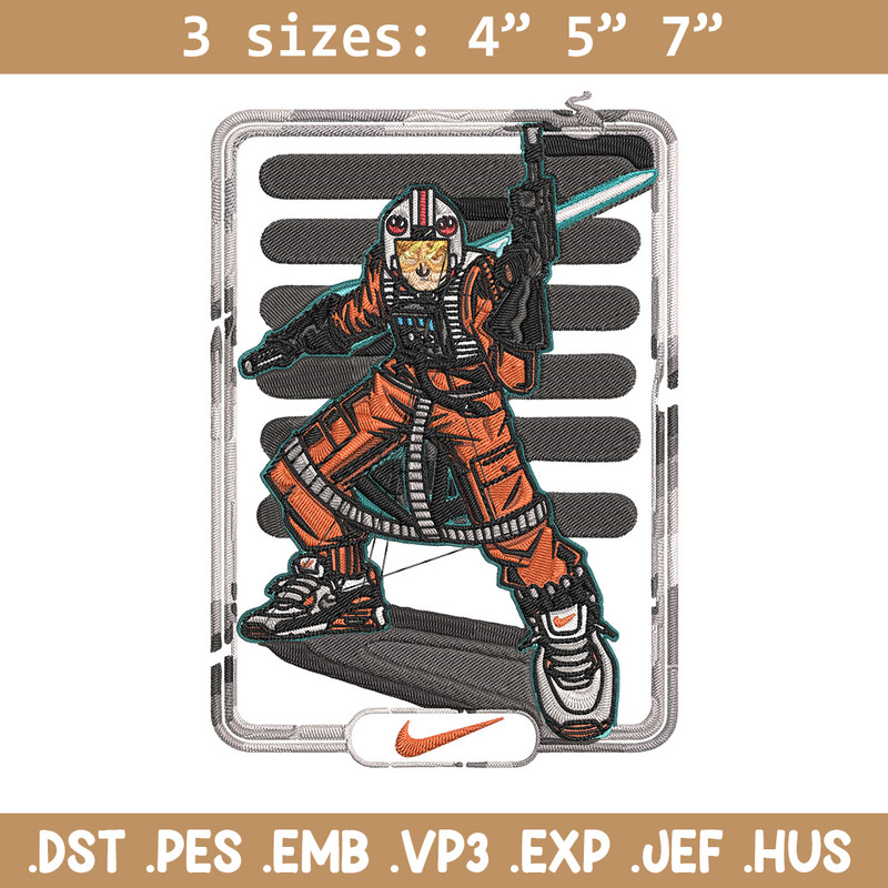 Luke Skywalker Embroidery Design, Star Wars Embroidery, Embroidery File, Nike Embroidery, Anime shirt, Digital download.jpg