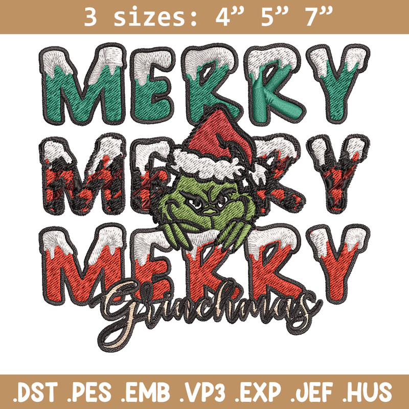 Merry Grinch logo Embroidery design, Grinch Christmas Embroidery, Grinch design, Embroidery File, Digital download..jpg