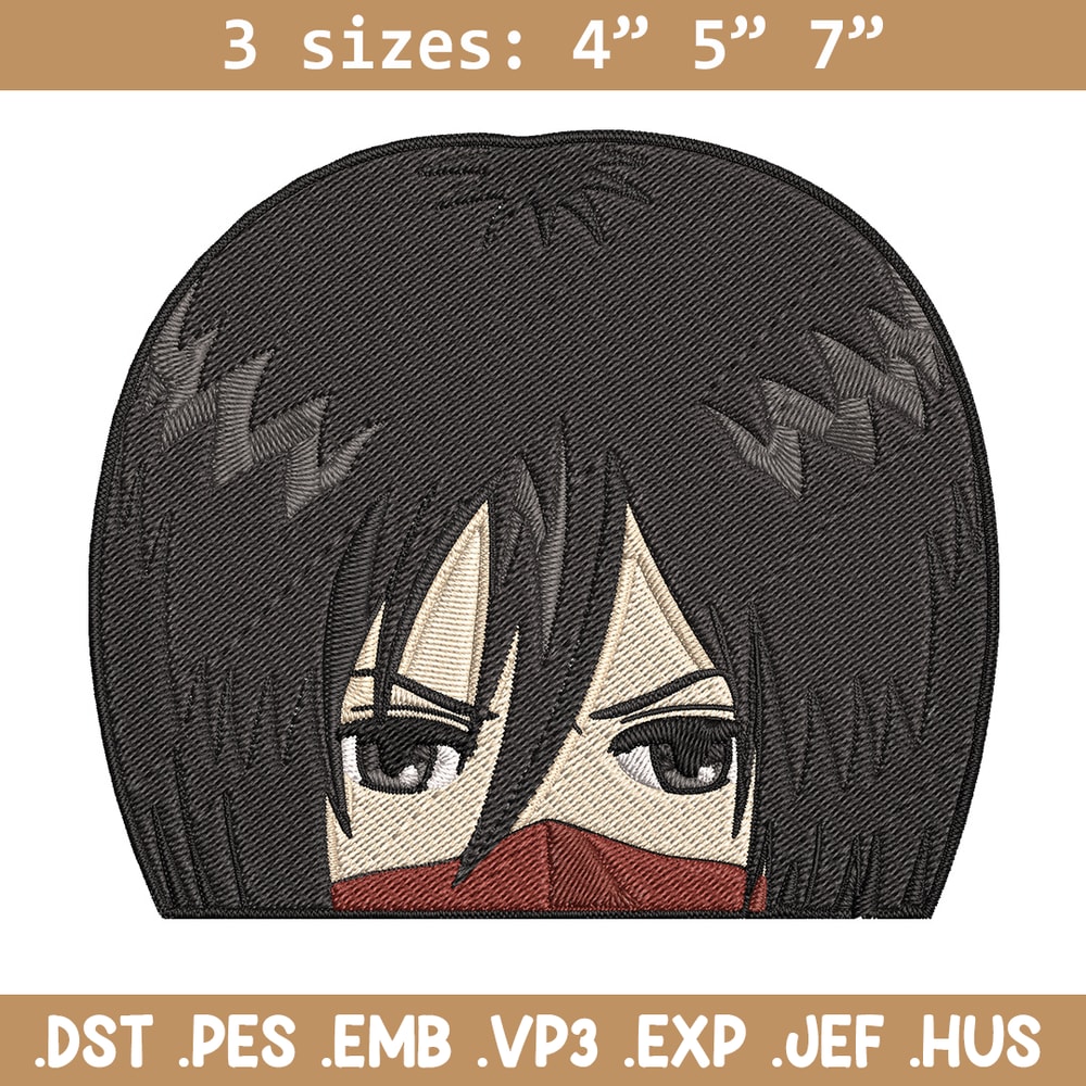 Mikasa Peeker Embroidery Design, Aot Embroidery, Embroidery File, Anime Embroidery, Anime shirt, Digital download.jpg