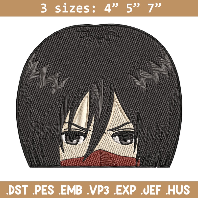 Mikasa Peeker Embroidery Design, Aot Embroidery, Embroidery File, Anime Embroidery, Anime shirt, Digital download.jpg