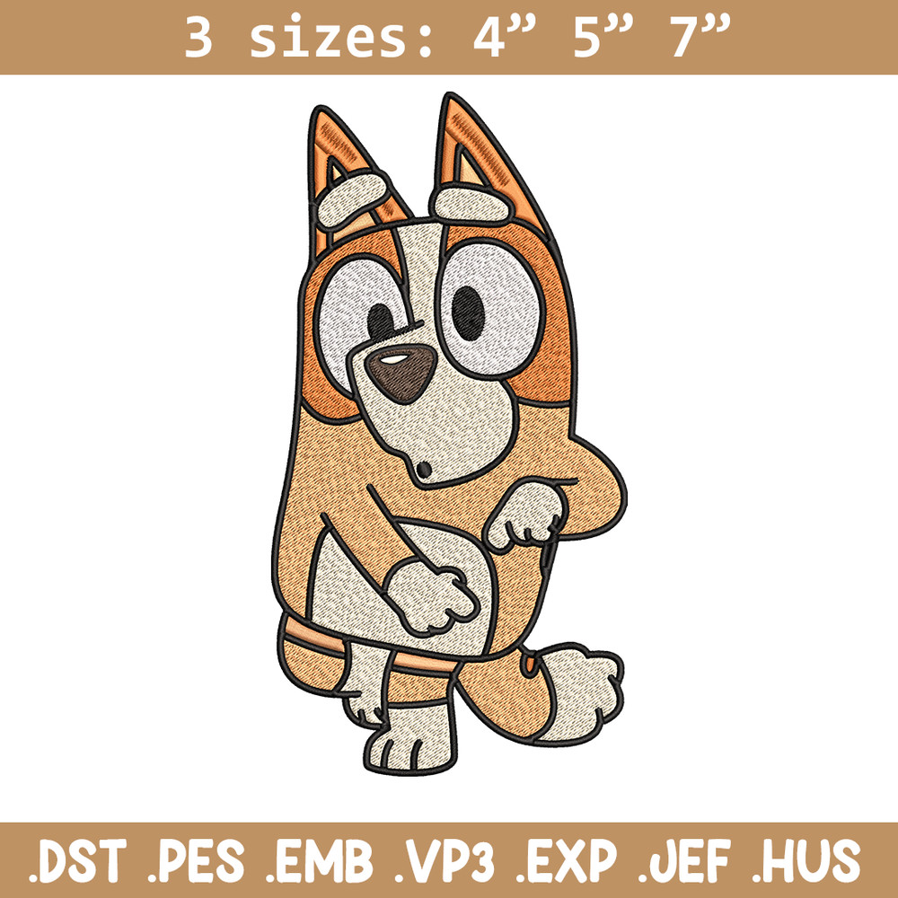 Bingo Heeler Embroidery, Bluey cartoon Embroidery, Embroidery File, cartoon design, cartoon shirt, Digital download..jpg