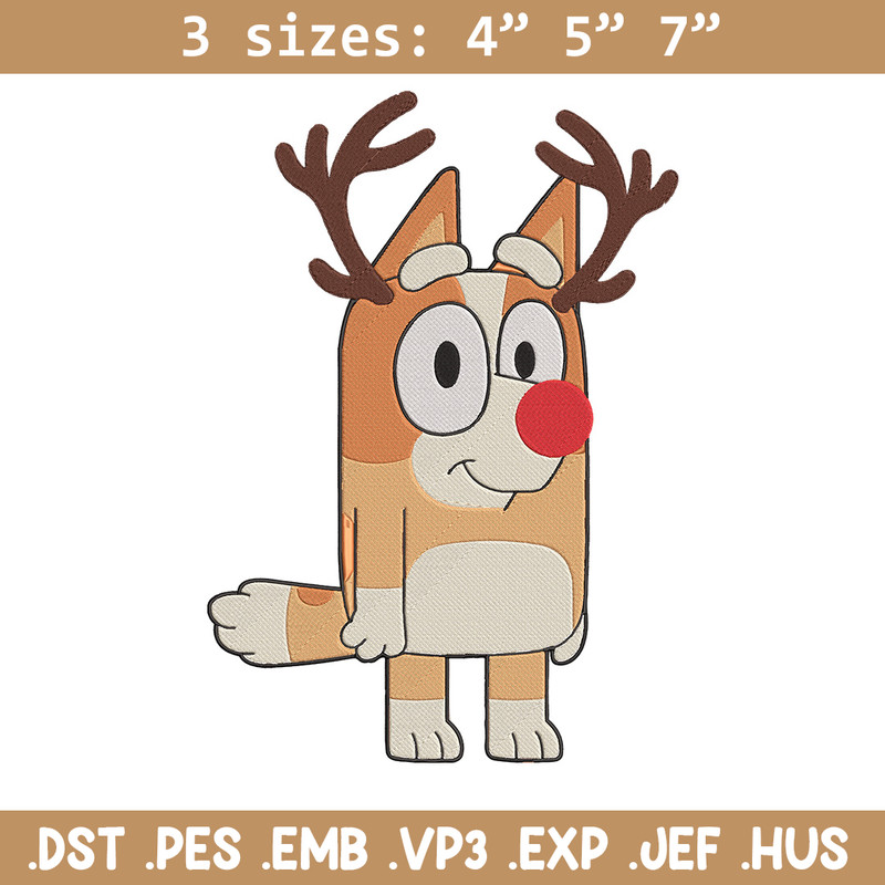 Bingo reineer Embroidery Design, Bluey Embroidery, Embroidery File, Chrismas Embroidery, Anime shirt, Digital download.jpg