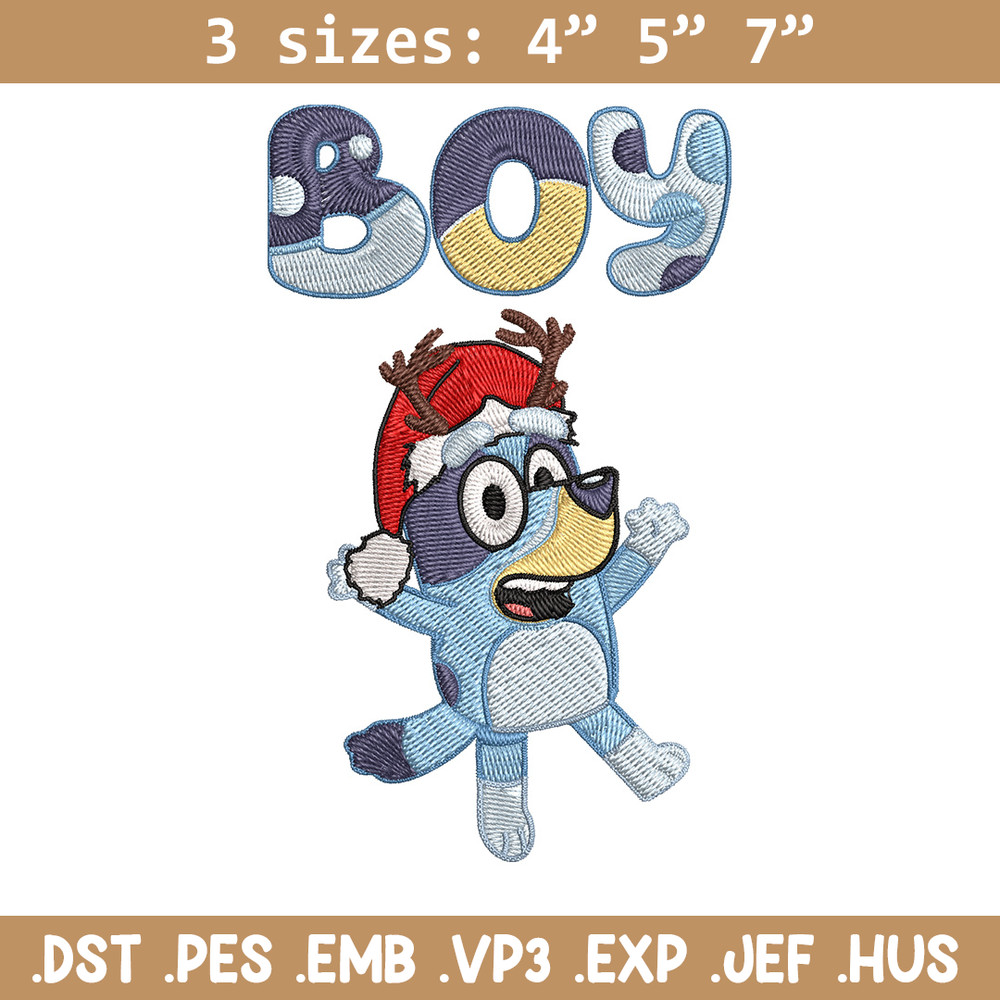 Bluey boy Embroidery Design, Bluey Embroidery, Embroidery File, Chrismas Embroidery, Anime shirt, Digital download.jpg