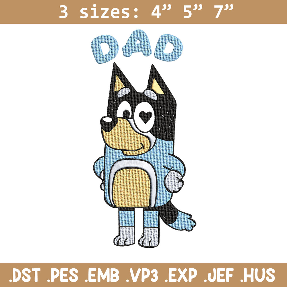 Bluey Dad Embroidery, Bandit Heeler Embroidery, Embroidery File, cartoon design, cartoon shirt, Digital download..jpg
