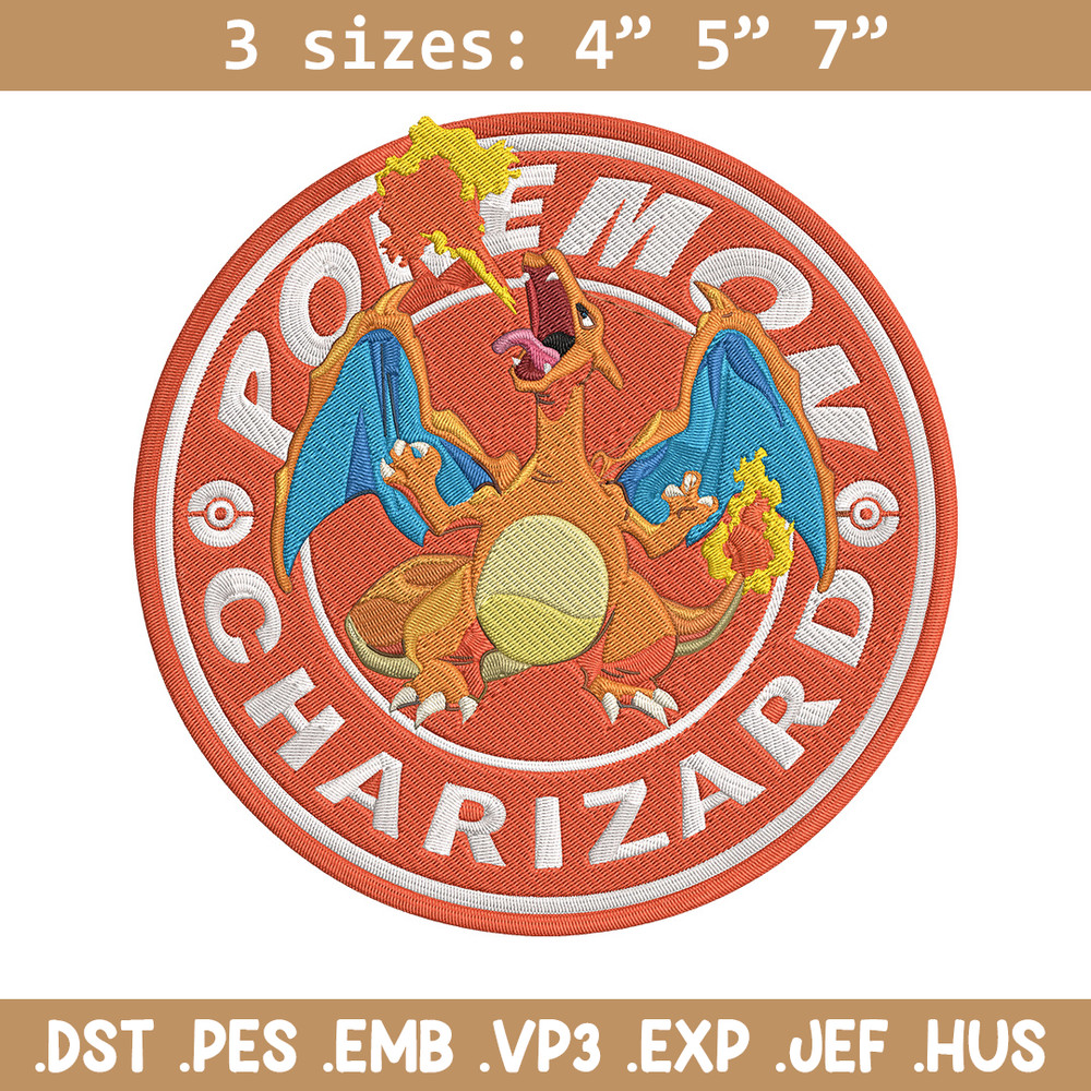 Charizard Embroidery Design, Pokemon Embroidery, Embroidery File, Anime Embroidery, Anime shirt, Digital download..jpg