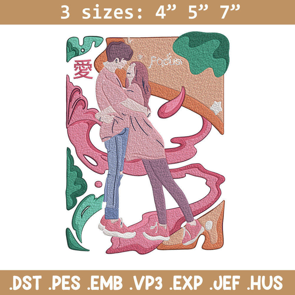 Couple poster Embroidery Design, Couple Embroidery, Embroidery File, Anime Embroidery, Anime shirt, Digital download.jpg