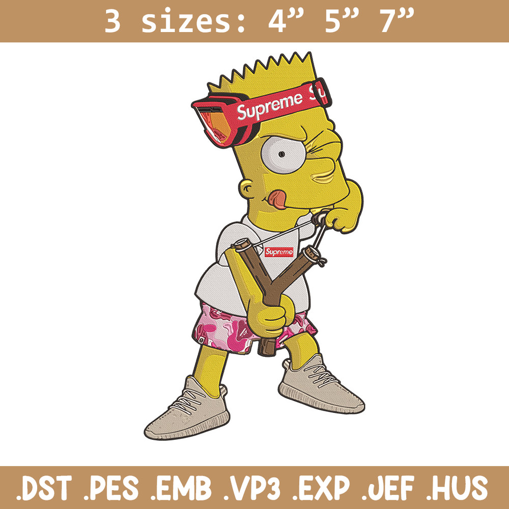 Bart x supreme Embroidery Design, Supreme Embroidery, Embroidery File, Anime Embroidery, Simpson shirt, Digital download.jpg