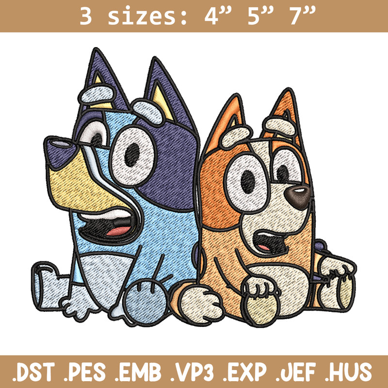 Bluey and Bingo Embroidery, Bluey Embroidery, Embroidery File, cartoon design, cartoon shirt, Digital download..jpg