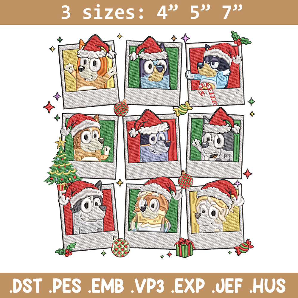 Bluey chrismas Embroidery Design, Bluey Embroidery, Embroidery File, Anime Embroidery, Anime shirt, Digital download.jpg