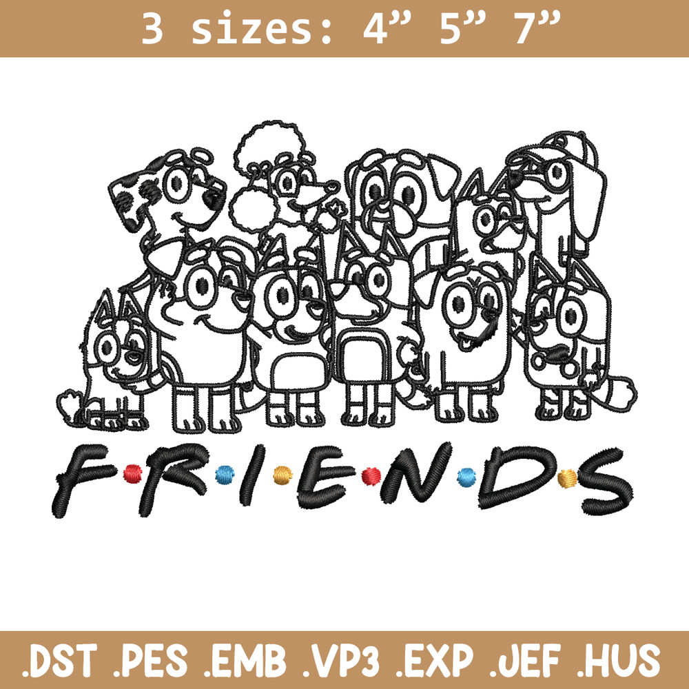 Bluey family Coloring Pages Embroidery, Bluey Embroidery, Embroidery File, cartoon design, logo shirt, Digital download..jpg