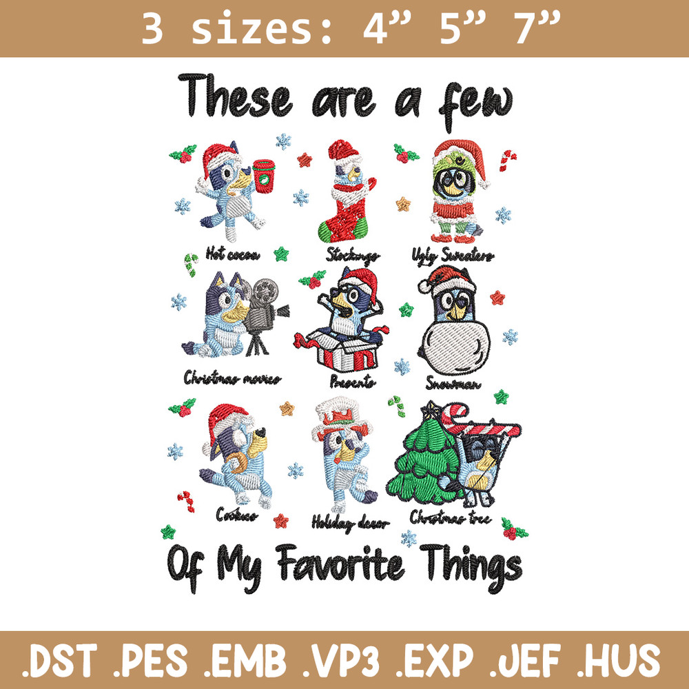 Bluey sticker Embroidery Design, Bluey Embroidery, Embroidery File, Chrismas Embroidery, Anime shirt, Digital download.jpg